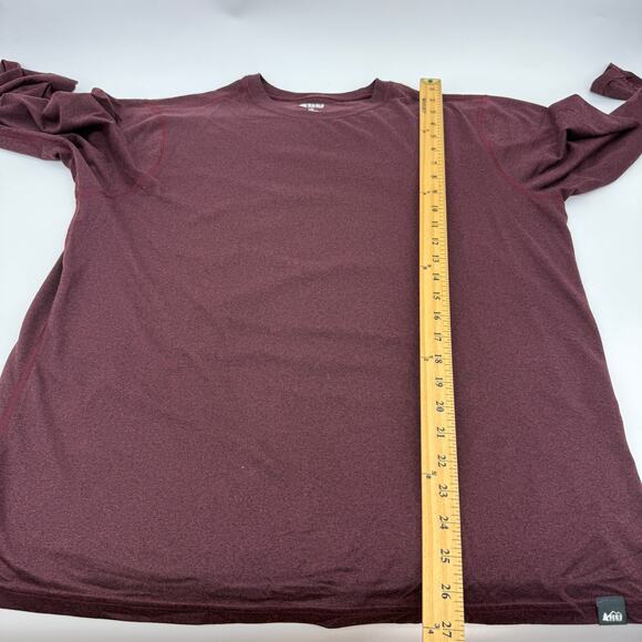 REI CO-OP Men Long Sleeve Casual T- Shirt Size L  Dark Red Crew Neck Stretch - Picture 6 of 6